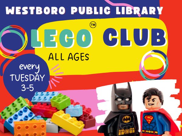 Lego Club Every Tuesday 3-5pm